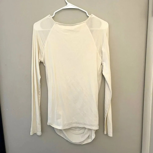 Garnet Hill Womens Ivory Wrap Ruched Blouse V Neck Stretch Small Long Sleeve - Picture 2 of 6